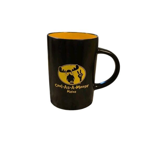 Cool As A Moose Maine Black Yellow Coffee Cup - Picture 2 of 4